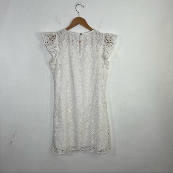Sail to Sable White Floral Eyelet Flutter Sleeves Shift Dress Size XS - Picture 2 of 11
